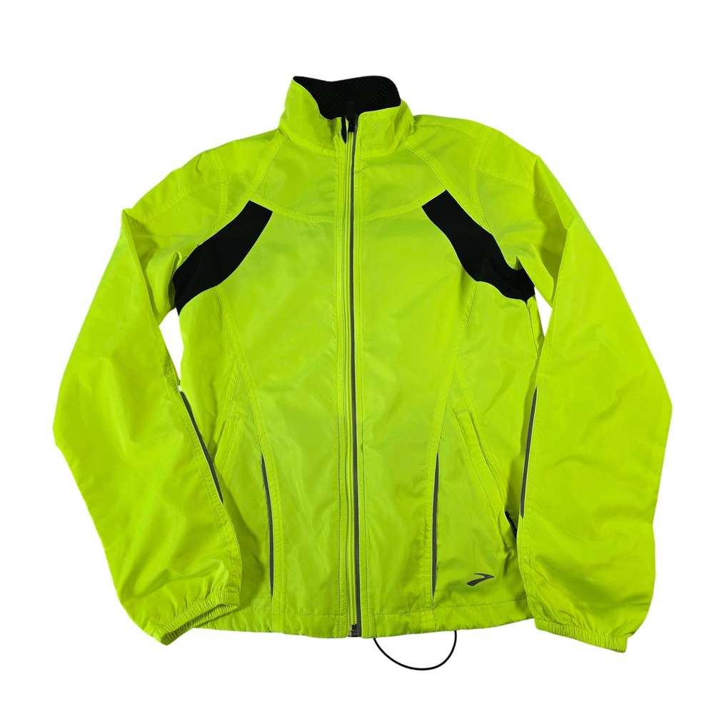 Brooks Shelter Technology Neon Yellow Reflective Running Jacket Womens Small S13